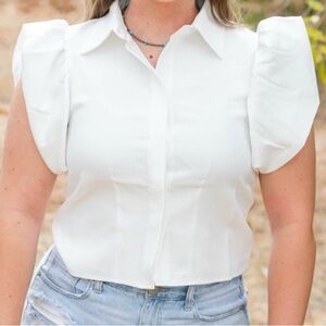 NWT Cloud Ten Elegant Cream Puff Balloon Sleeve Blouse